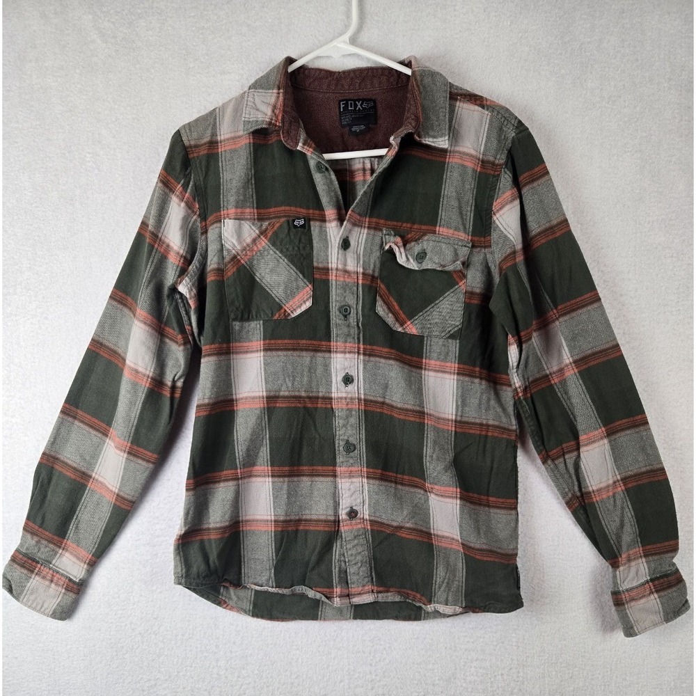 Fox Heritage Forged Shirt Small Green Plaid Long Sleeve Button Up